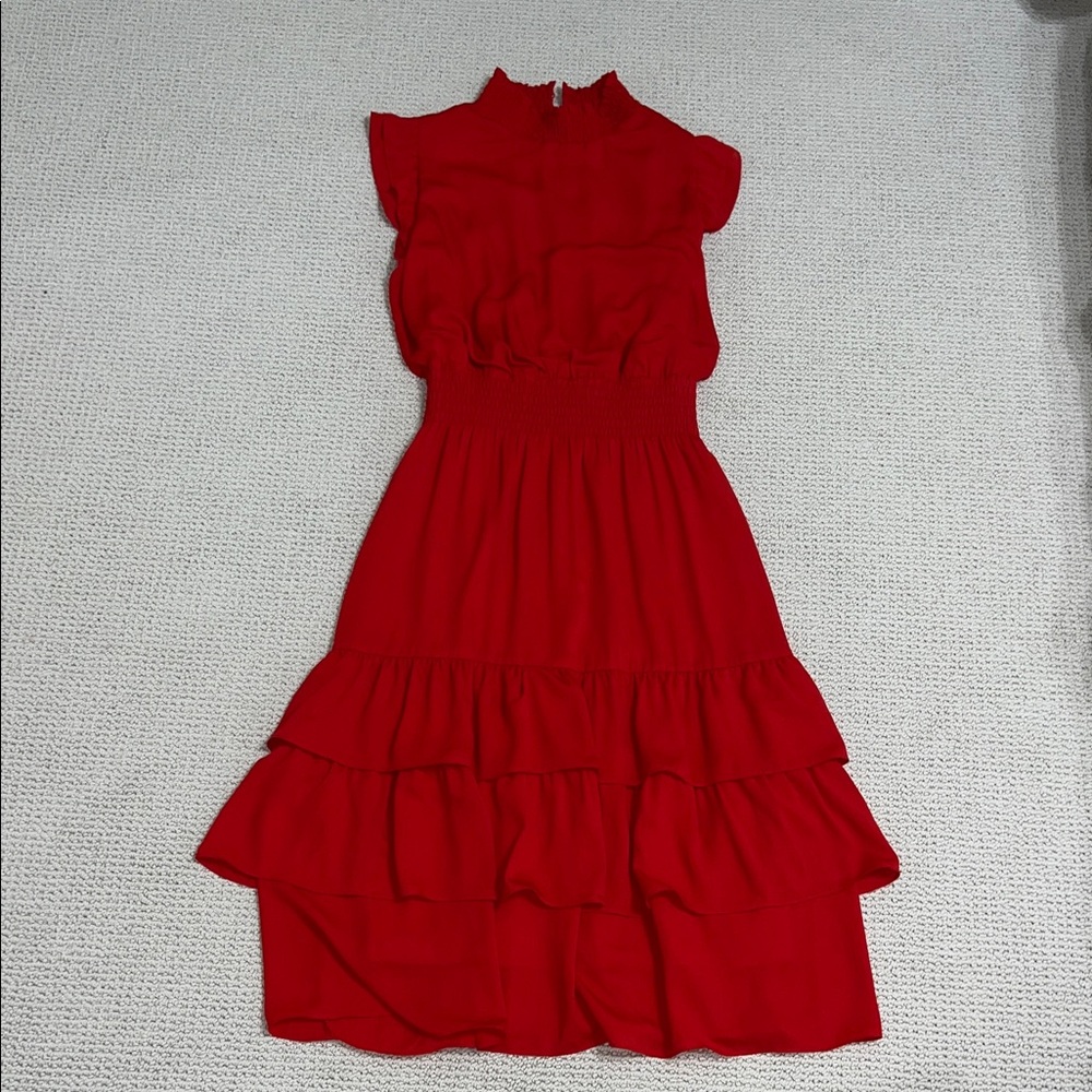 Saks Fifth Avenue Red Ruffled Midi Dress